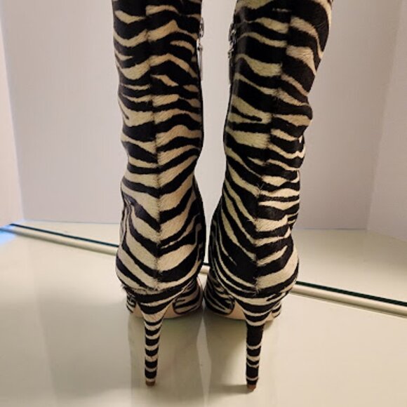 AQUA Zebra Print Calf Hair High Heel Boots - Picture 8 of 8